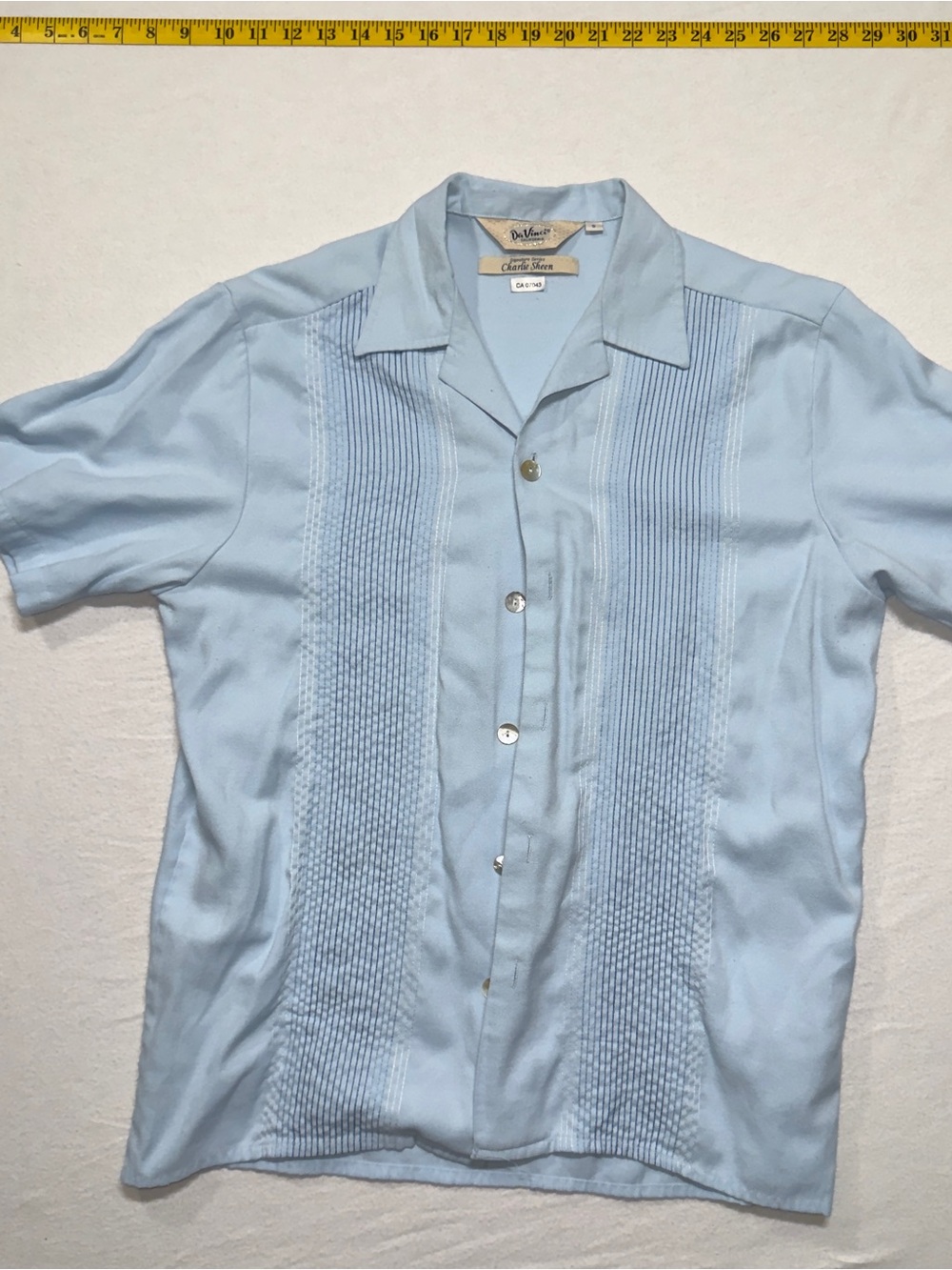 Charlie Sheens light Blue Men’s Cuban Collar Shirt worn in two and a half men